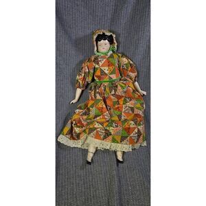 Vintage China Head Dolld with Patchwork Dress